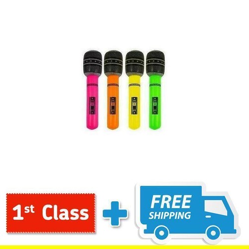 Inflatable Microphone Blow Up Toy Mic Neon Fancy Dress Party Accessory Karaoke - Picture 6 of 7