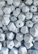 25 Qty 14mm Pastel Blue Hexagon Silicone Beads, Loose Beads