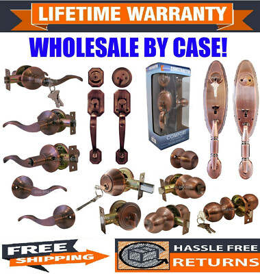 Wholesale Lot - Door Lock Sets Handle Knob Entry Passage Privacy Antique Copper