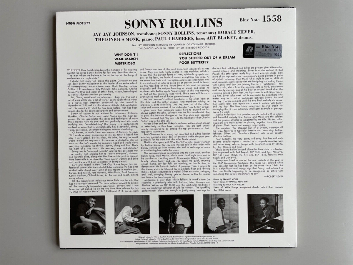 SONNY ROLLINS BLUE NOTE 1558 VOLUME TWO 2 LP ANALOGUE PRODUCTIONS