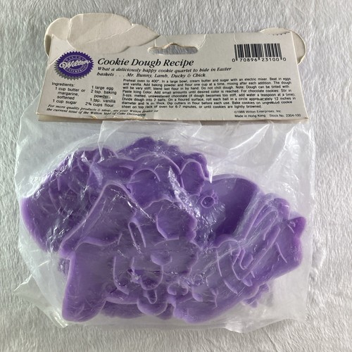 Vintage 1988 Wilton EASTER COOKIE CUTTERS Set 4 Fun Painting NIP + Recipe Purple - Picture 2 of 2