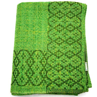 Vintage Tablecloth Green IRISETTE Germany 51'' by 63'' Woven Acrylic