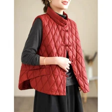 Retro Ethnic Style White Duck Down Down Vest Warm Women Gilet Waistcoats Jackets