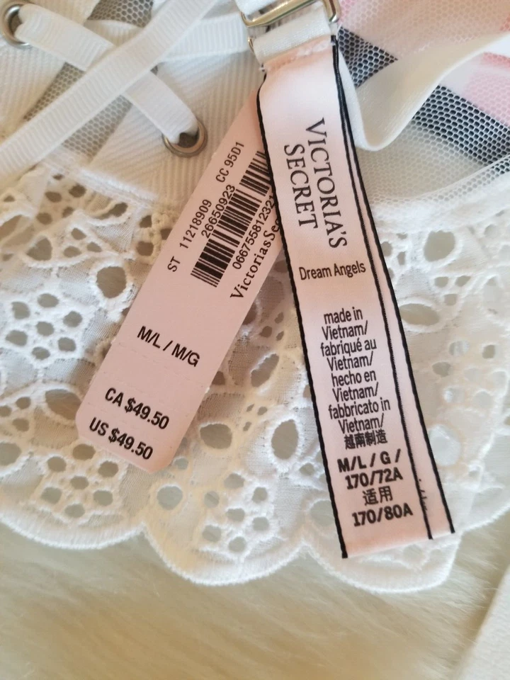 VICTORIA'S SECRET DREAM ANGEL ОТВЕРСТИЕ КРУЖЕВА ПОДВЯЗКИ РЕМЕНЬ ЮБКА M/L БЕЛЫЙ НОВЫЙ С ЯРЛЫКАМИ - Изображение 3 из 4