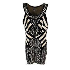 Windsor Black White Geometric Knit Bodycon Dress Size Small