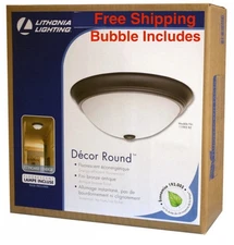 Lithonia Lighting 11983BZ With Bubble Fluorescent Decor Round Flush Mount Bronze