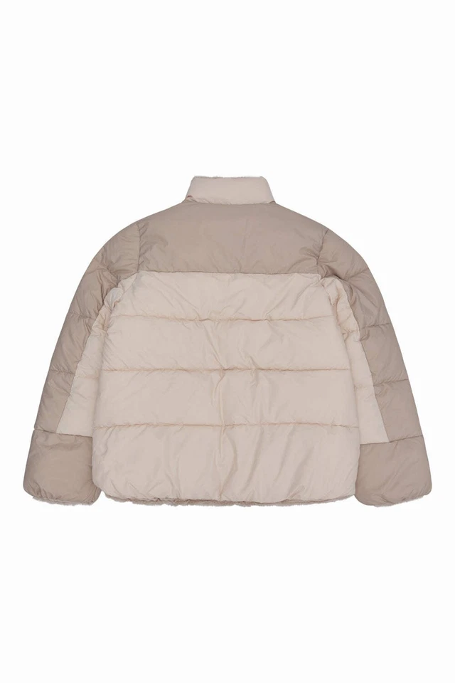 Reebok Womens Puffer Jacket Reversible Puffer Jacket Oatmeal Taupe Beige - Image 3 of 4