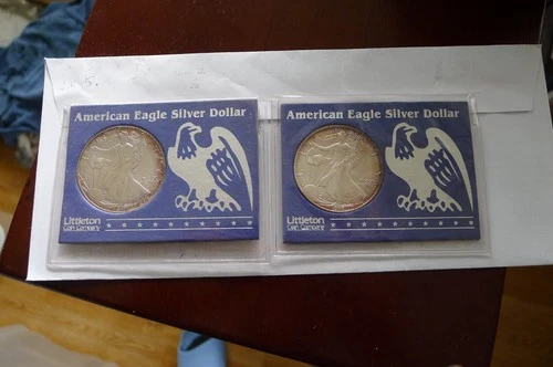 TWO 1997 American Silver Eagle 1 oz .999 Fine Silver Uncirculated