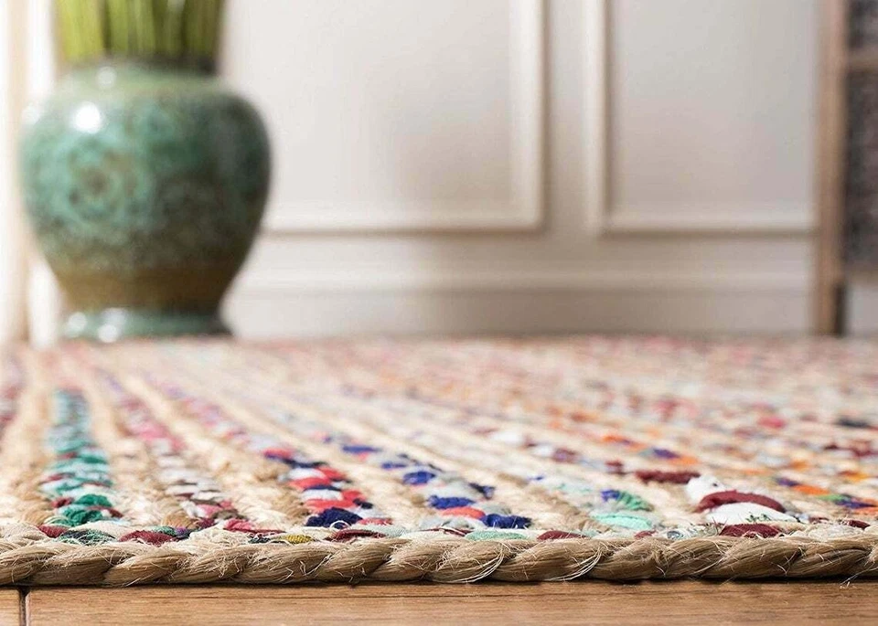 Jute Cotton Rectangle Handmade Area Carpet/Mat for Home Décor - Image 2 of 4