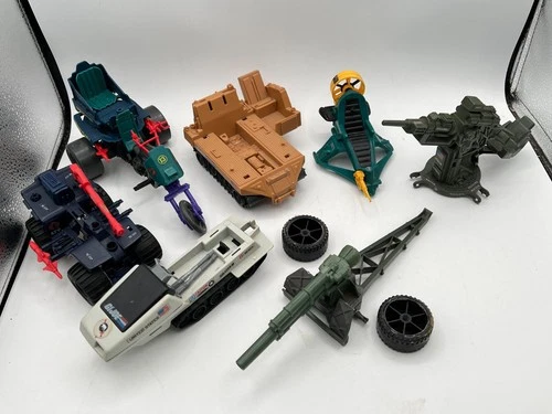 Lot Of 7 1980s Hasbro GI Joe, Cobra Vehicles / Cannons Dreadnok, FLAK, RPV AS-IS