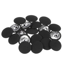 20pcs Fabric Cloth Covered Button 25mm Metal Round Sewing Buttons, Black