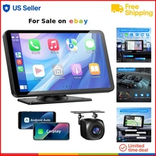 Wireless CarPlay Android Auto 7" HD Touch Screen Car Stereo Backup Camera Blu...