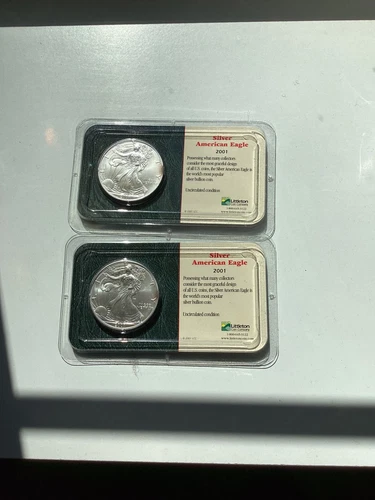 2 2001 Silver American Eagle Walking Liberty Dollar uncirculated