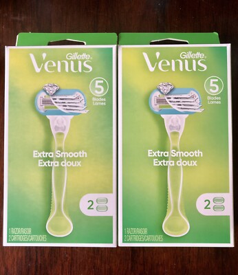 Gillette Venus Extra Smooth 5-Blade Women's Razor w 2 Cartridges (2 Pack)