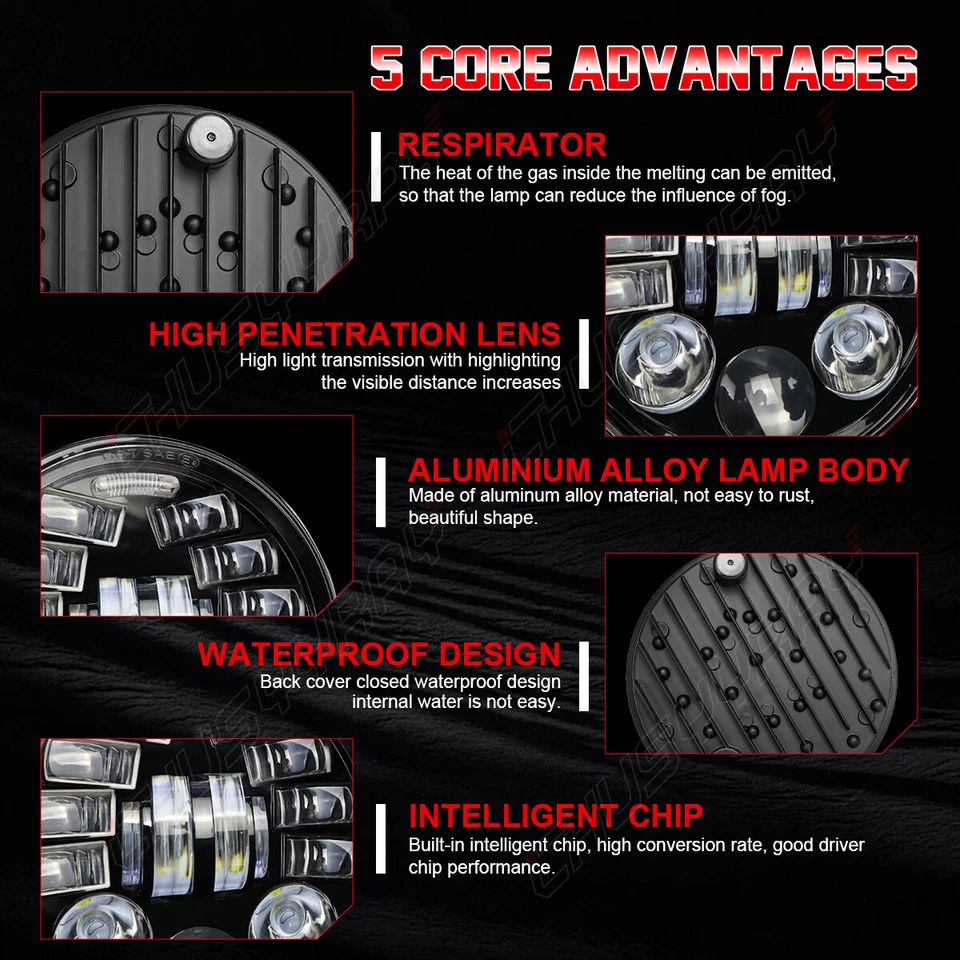 Fit Mercedes-Benz 380SL 450SL 560SL 4PCS 5.75" LED Headlights Hi/Lo Beam White - Image 2 of 4