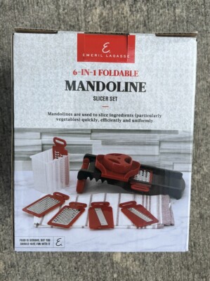 Brand New 6 in 1 Mandoline Food Slicer Set from Emeril Lagasse Red And Black