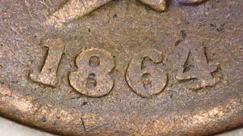 1864-L Indian Head Small 1c Cent AG RPD-011, Snow-10b, 180° Rotated Reverse