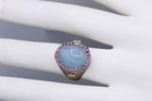 Natural Aquamarine Ring Sterling Silver & 18k Gold and Pink Tourmaline — photo 8