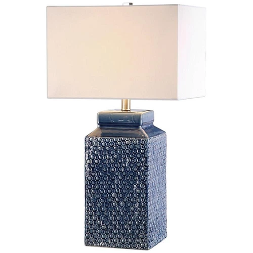 Uttermost Pero Ceramic and Iron Table Lamp in Sapphire Blue and Nickel - Picture 1 of 4