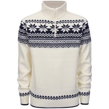 Brandit Troyer Norweger Pullover Scandinavian Jumper Vlies Gerader Schnitt Weiß