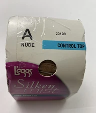 Leggs Sheer Pantyhose Silken Mist Sz A NUDE Control Top No-roll Waist Silky