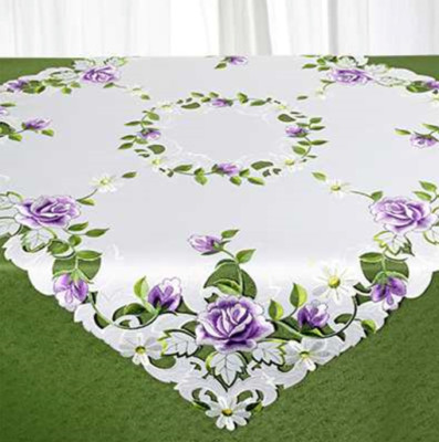 Embroidered Vintage Tablecloth ''Roses'' 07903-100 33x33''