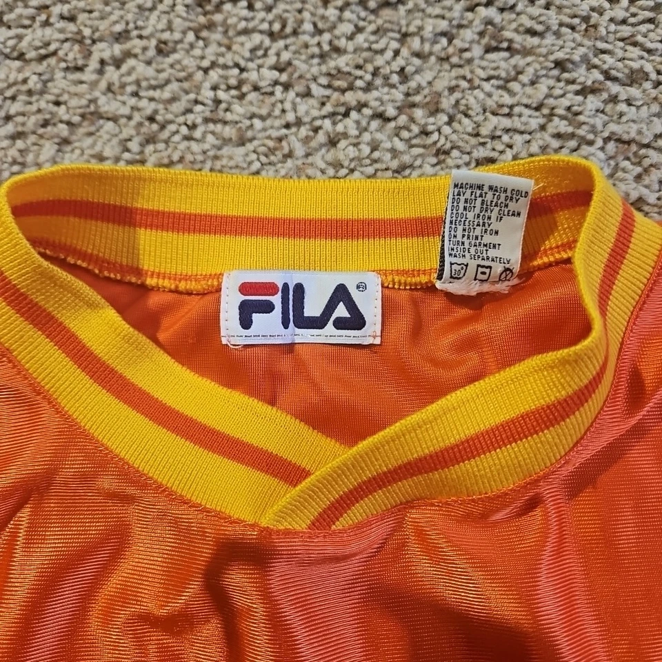 Camisa Jersey Fila Para Hombre Grande Años 90 Hip Hop Rap Naranja Amarillo Azul Colorblock Foto 3 de 4