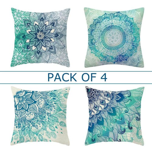 Aqua Turquoise Cushion Cover Floral Boho Mandala Home Decorative Cushion Cover - Picture 3 of 7