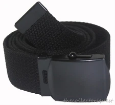 NEW ADJUSTABLE 42" INCH CANVAS MILITARY WEB BLACK BELT BUCKLE MEN WOMEN