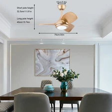 36 Inch Modern 3-colour Ceiling Fan Light with Remote Control Golden 35W New