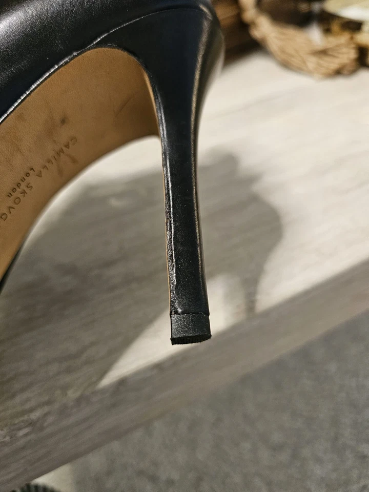 Camilla Skovgaard Negro Peep Toe Recortado Tacón Sandalia Botín Talla 39 Foto 4 de 4