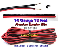 15' ft Red Black 14 Gauge SPEAKER WIRE Cable Home Car Audio Wiring 12V DC Power