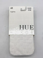 HUE White Sheer Dot Tights w/ Control Top U14206 Size S/M