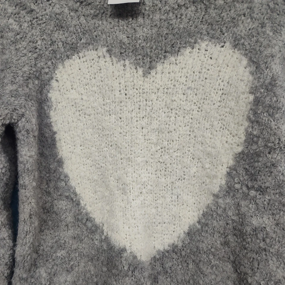 NUEVO CON ETIQUETAS Crewcuts Niñas Acogedor Corazón Suéter Difuso Invierno J.Crew Talla 12 Gris Foto 3 de 4