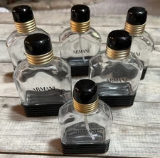 Men’s Giorgio Armani 6 EMPTY Parfum & Lotion Glass Bottles
