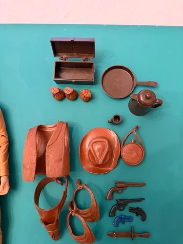 Vintage Marx Johnny West Cowboy Action Figure  Accessories + Broken Figure