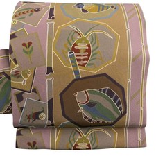 JAPANESE KIMONO BELT NAGOYA OBI BROWN PURE SILK AA9411