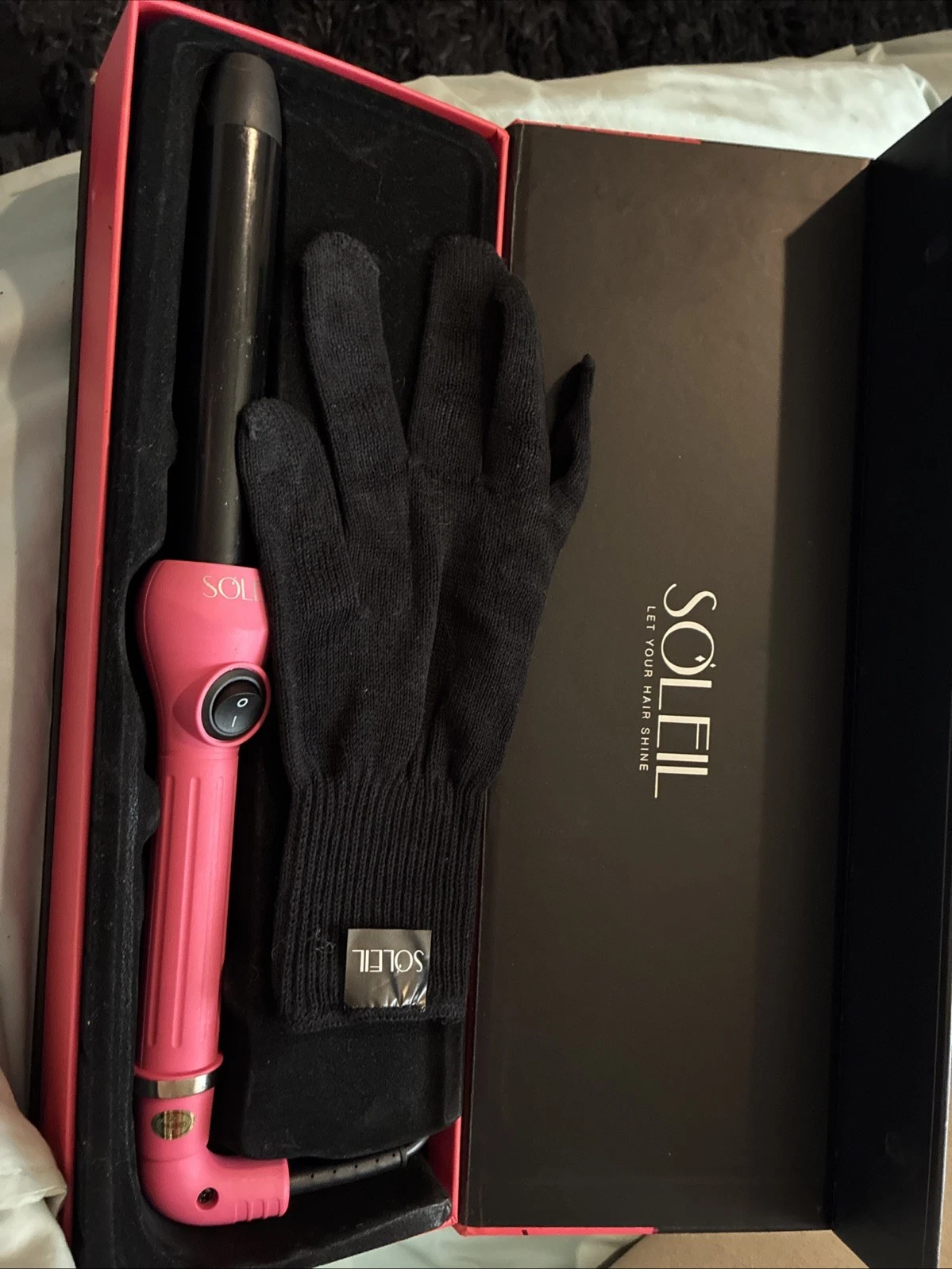 Soleil Black Ceramic Curling Iron Wave Wand Ionic Infrared 25mm Heat W/glove