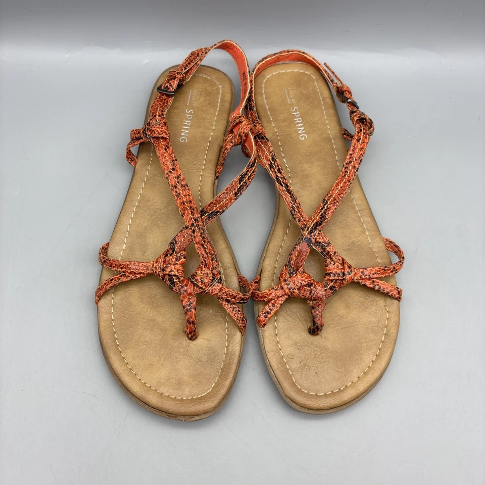 Call It Spring Sandals Women’s Size 7 Orange Black Snake Print Buckle - Image 4 of 4
