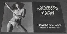 1984 Print Ad Sexy Fashion Long Legs Lady Brunette Cassidy Underwear Smooth Art