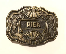 “RICK” WESTERN & COWBOY BELT BUCKLE HEAVY BRASS ODEN INC.