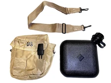 NEW US Military 2 Quart Collapsible Canteen w/ FLAT CAP & 2QT TAN Cover & Strap