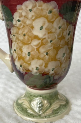 Certified International Floral Tapestry Pedestal Mugs Pamela Gladding Set of 4 - Picture 9 of 20