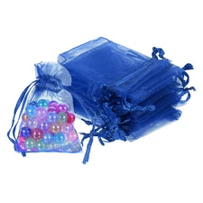 100 Pcs Sapphire Blue Organza Bags 2 x 3 Inch Mesh Gift Bags with Drawstring