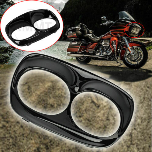 Motorcycle Headlight Bezel Scowl Fit 1998-2013 Harley Road Glide Outer Fairing Glossy Black 