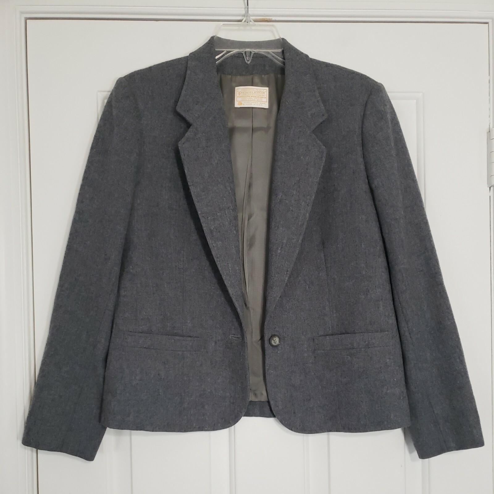 Pendleton Gray 100% Wool Blazer One Button Career… - image 6
