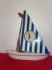 <!--F#f_0-->VINTAGE Ready For Repair!! Wood Sail Boat Clock Mast&Sail Broken- Clock Works!<!--F/-->