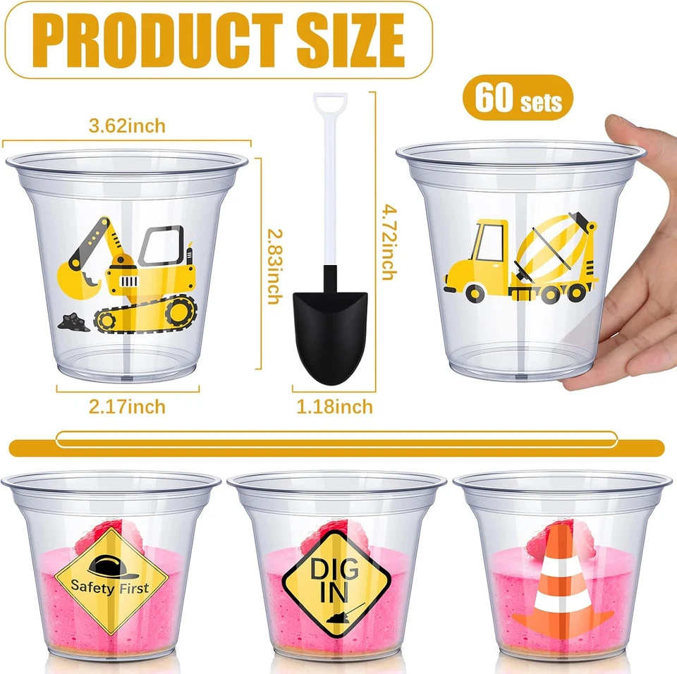 Camión de volteo desechable 120 piezas construcción fiestas tazas construcción fiestas favores Foto 2 de 4