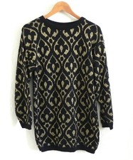 Vtg Pierre Cardin Sweater Pullover Crew Neck Long Sleeve Black/Gold Metallic S