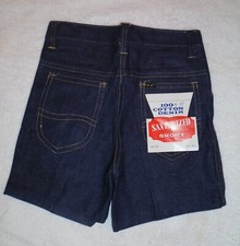 Youth Vtg 1960s Sanforized Denim Shorts High Waist Dark Blue 5 Pocket Sz 10 NWT